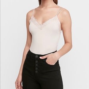 Salmon strappy lace tank